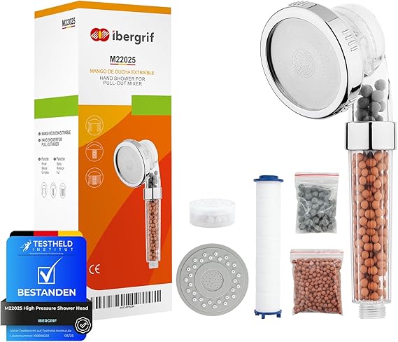 Chuveiro de alta pressão Ibergrif com tecnologia de poupança de água