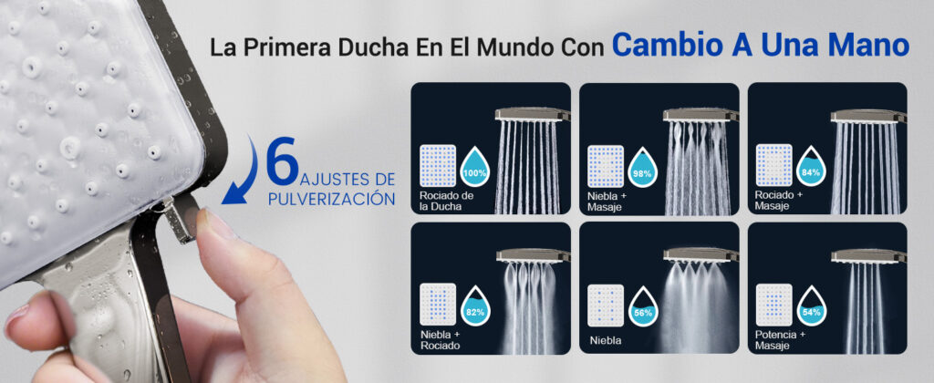 botão de controlo da cabeça de chuveiro Newentor com 6 modos de jato