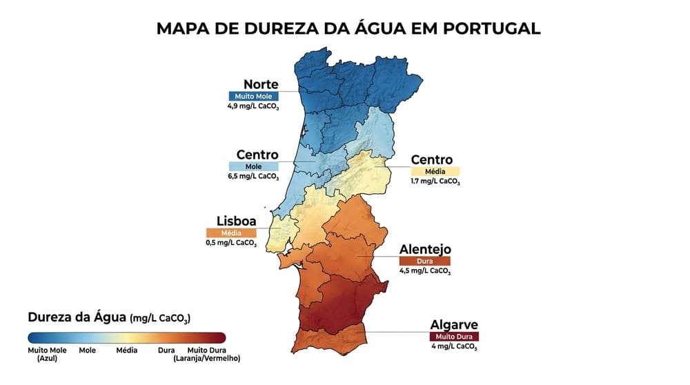 mapa dureza da água portugal por município